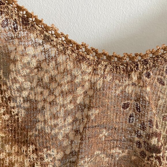 Vintage Y2K Gold Sparkle Camisole Knit Tank with Crossover, Ruching Floral Party - Picture 10 of 14